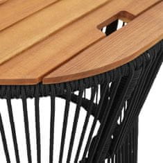 Greatstore 2 db fekete polyrattan kerti kisasztal fa asztallappal