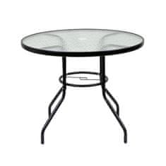 Leziter XY-RT90 Ordino fémvázas üveg kerti asztal fekete