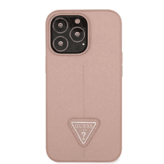 Guess Saffiano Triangle Logo Apple iPhone 13 Pro Bőr Tok - Rózsaszín (GUHCP13LPSATLP)