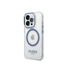 Guess Metal Outline Apple iPhone 14 Pro Magsafe Tok - Átlátszó/Kék (GUHMP14LHTRMB)