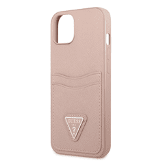 Guess Saffiano Double Card Apple iPhone 13 mini Tok - Rózsaszín (GUHCP13SPSATPP)