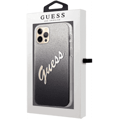 Guess Glitter Gradient Script Apple iPhone 12 Pro Max Tok - Fekete/Mintás (GUHCP12LPCUGLSBK)