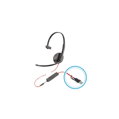 HP Poly Blackwire 3215 Vezetékes Mono Headset - Fekete/Piros (BULK) (8X227A6)
