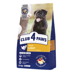 Club4Paws Premium "Light" teljes értékű szárazeledel felnőtt, kistestű, sterilizált vagy túlsúlyra hajlamos kutyáknak, magas pulykatartalommal 5 kg