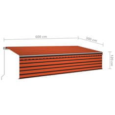 Vidaxl narancssárga-barna kihúzható napellenző redőnnyel 6 x 3 m 3069480
