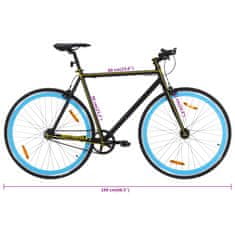 Vidaxl fekete és kék örökhajtós kerékpár 700c 59 cm 92260