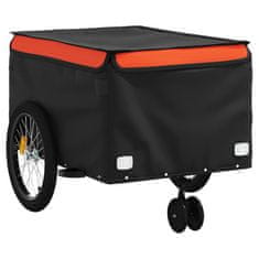 Vidaxl fekete-narancssárga vas kerékpár-utánfutó 45 kg 94110