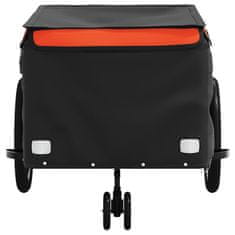 Vidaxl fekete-narancssárga vas kerékpár-utánfutó 45 kg 94110