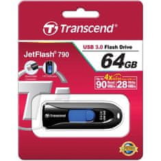 Transcend JetFlash 790 64GB USB 3.0 Fekete-Kék Pendrive TS64GJF790K
