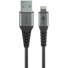 Goobay 49267 USB-A apa - Lightning apa 2.0 Adat és töltőkábel - Fekete/Szürke (0.5m) (49267)