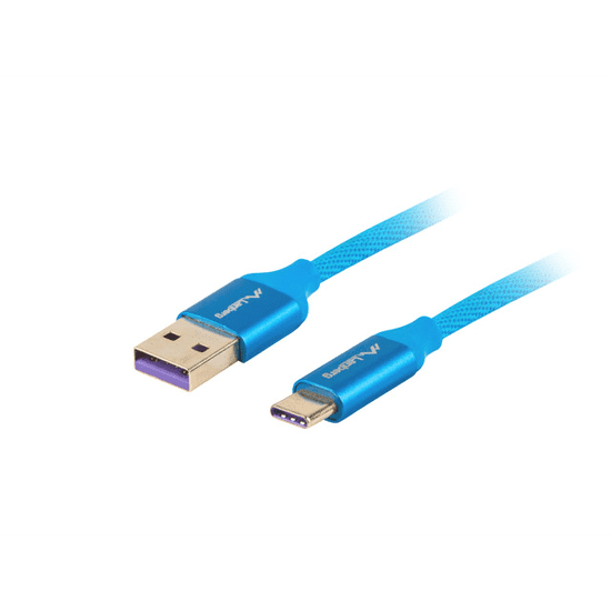 Lanberg Prémium USB 2.0-C apa - USB 2.0-A apa Adat- és töltőkábel 0.5m - Kék (CA-USBO-21CU-0005-BL)
