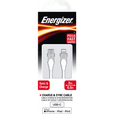 Energizer USB-C apa - Lightning apa 2.0 Adat és töltő kábel - Fehér (2m) (3492548228171)