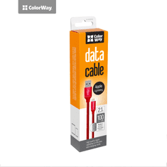 ColorWay USB apa - Lightning apa Adat- és töltőkábel 1m - Piros (CW-CBUL004-RD)