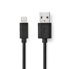 Nedis CCGB39300BK10 USB Type-A apa - Lightning apa 2.0 Adat és töltő kábel - Fekete (1m) (CCGB39300BK10)