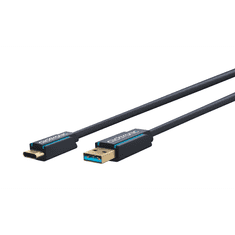 ClickTronic 45124 USB-C apa - USB-A apa 3.2 Gen1 Adat és töltő kábel 1m - Szürke (45124)