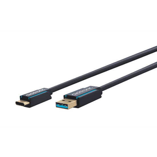 ClickTronic 45125 USB-C apa - USB-A apa 3.2 Gen1 Adat és töltő kábel 2m - Szürke (45125)