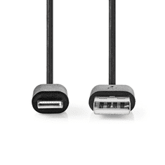 Nedis CCGB39300BK10 USB Type-A apa - Lightning apa 2.0 Adat és töltő kábel - Fekete (1m) (CCGB39300BK10)