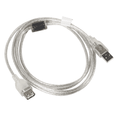 Lanberg USB 2.0 anya-apa hosszabbítókábel ferrit maggal 1.8m - Áttetsző (CA-USBE-12CC-0018-TR)