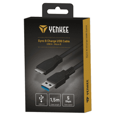 Yenkee YCU 011 BK USB Type-A apa - Micro USB Type-B apa 3.0 Adat és töltő kábel - Fekete (1.5m) (YCU 011 BK)