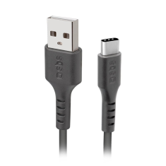 SBS TECABLETC220K USB-A apa - USB-C apa 2.0 Adat és töltőkábel - Fekete (2m) (TECABLETC220K)
