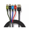 I-box IKUM4W1CLR USB-A apa - 2xUSB-C / MicroUSB / Lightning 2.0 Adat és töltő kábel - Fekete (1,2m) (IKUM4W1CLR)