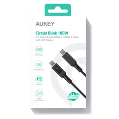 Aukey CB-MCC102 USB-C apa - USB-C apa 2.0 Adat és töltőkábel - Fekete (1.8m) (CB-MCC102)