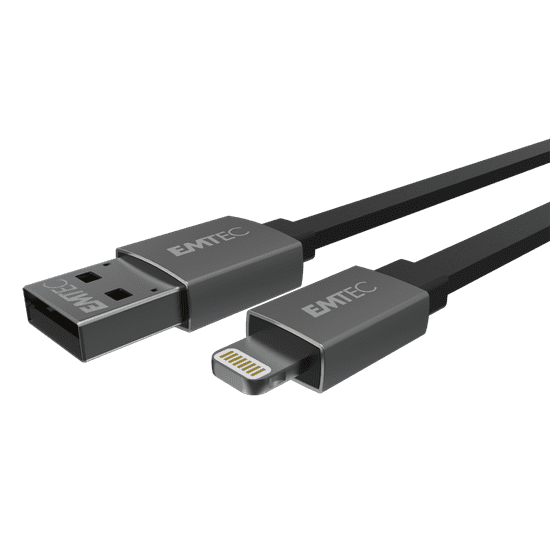 Emtec Lightning apa - USB-A apa töltőkábel 1.2m - Fekete (ECCHAT700AP)