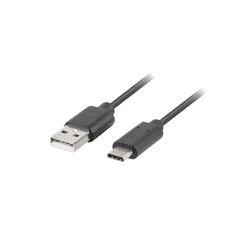 Lanberg USB 2.0-C apa - USB 2.0-A apa Adat- és töltőkábel QC 3.0 1m - Fekete (CA-USBO-20CU-0010-BK)
