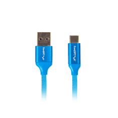 Lanberg Prémium USB 2.0-C apa - USB 2.0-A apa Adat- és töltőkábel 1m - Kék (CA-USBO-21CU-0010-BL)