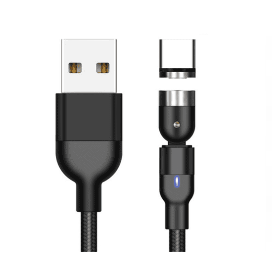 Maclean MCE474 USB-A apa - USB-C apa 3.0 Mágneses adat és töltő kábel - Fekete (1m) (MCE474)