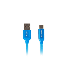 Lanberg Premium USB-C apa - USB 2.0-A apa Adat- és töltőkábel 1m - Kék (CA-USBO-22CU-0010-BL)