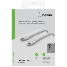 Belkin Lightning apa - USB-C apa Adat- és töltőkábel - Fehér (2m) (CAA004BT2MWH)