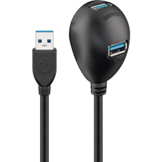Goobay 95918 USB-A apa - 2 x USB-A anya 3.0 Hosszabbító kábel - Fekete (1.5m) (95918)