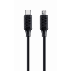 Gembird USB-C apa - microUSB apa 2.0 Adat és töltő kábel - Fekete (1,5m) (CC-USB2-CMMBM-1.5M)