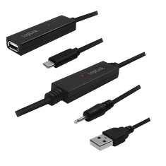 LogiLink USB 2.0 Aktív Repeater kábel USB-C - USB-A 40m - Fekete (UA0328)