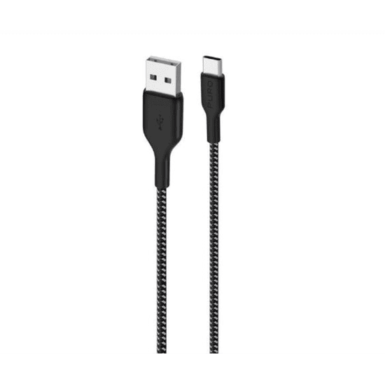 Puro USB-A apa - USB-C apa Adat és töltő kábel - Fekete (1,2m)