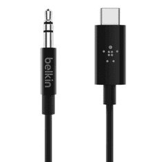 Belkin USB-C apa - 3.5mm Jack apa Összekötő kábel 0.9m - Fekete (F7U079BT03-BLK)