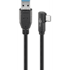 66504 USB-A apa - USB-C 90° apa 3.0 Adat és töltő kábel - Fekete (3m) (66504)