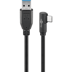 Goobay 66504 USB-A apa - USB-C 90° apa 3.0 Adat és töltő kábel - Fekete (3m) (66504)
