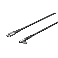 Goobay USB-C apa - USB-C apa 90 fokos Adat és töltő kábel - Szürke (1m) (64659)