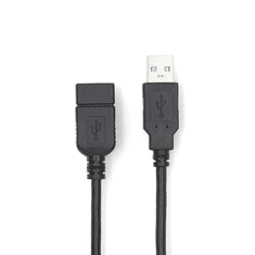 Nedis CCGB60010BK20 USB-A anya - USB-A apa 2.0 Hosszabító kábel - Fekete (2m) (CCGB60010BK20)