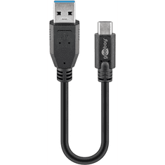 Goobay 45247 USB-A apa - USB-C apa 3.0 Adat és töltőkábel - Fekete (0.15m) (45247)