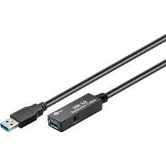 Goobay 95727 USB-A apa - USB-A anya 3.0 Aktív hosszabbító kábel - Fekete (5m) (95727)