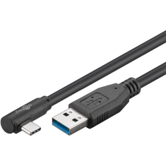 Goobay 66504 USB-A apa - USB-C 90° apa 3.0 Adat és töltő kábel - Fekete (3m) (66504)