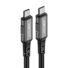 AceFast C1-09 USB Type-C apa - USB Type-C apa Adat és töltő kábel - Fekete (1m) (C1-09 BLACK)