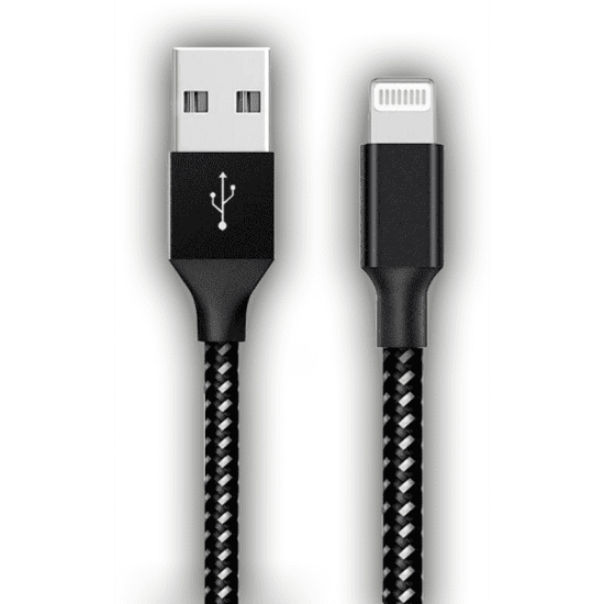 Stansson CA-164 USB-A apa - Lightning apa Adat és töltőkábel - Fekete (2m) (CA-164)