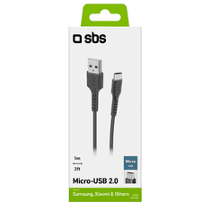 SBS LTHL200 USB-A apa - Micro USB apa 2.0 Adat és töltőkábel - Fekete (1m) (LTHL200)