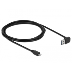 DELOCK EASY-USB 2.0-A apa 90° - MicroUSB-B apa Összekötő kábel 2m - Fekete (83536)
