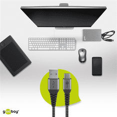 Goobay 49295 USB-A apa - USB-C apa 2.0 Adat és töltőkábel - Fekete (0.5m) (49295)