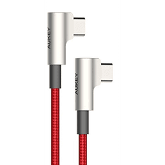 Aukey CB-CMD37 USB-C apa - USB-C apa 3.2 Adat és töltő kábel - Piros (1m) (CB-CMD37 RED OEM)